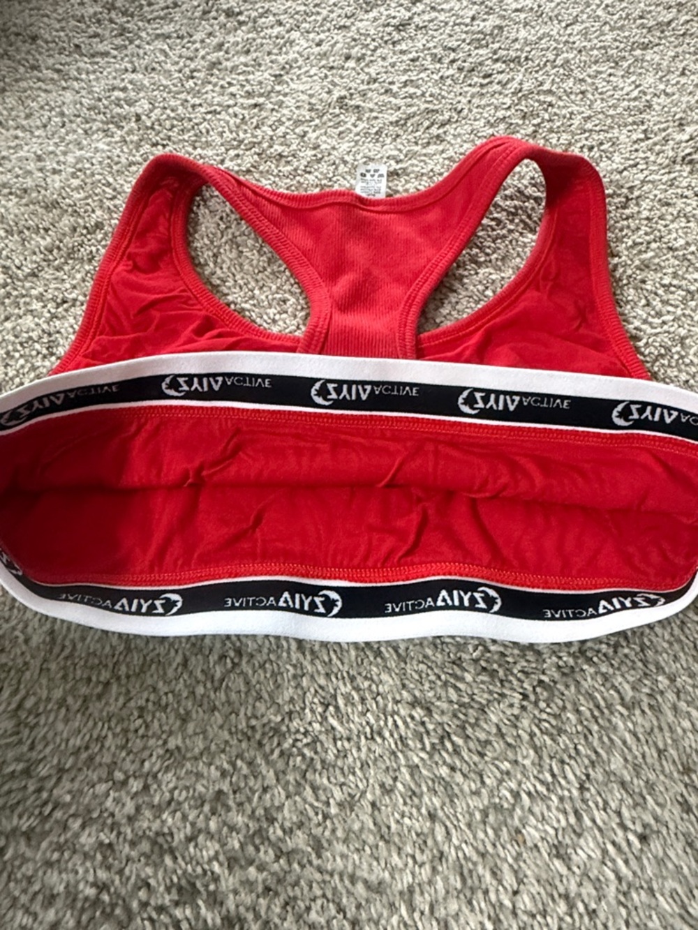 ZYIA Active Bright Red Ribbed Racerback Bra - Picture 4 of 4